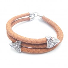 Stainless Steel Leather Bracelet Bangle - B382