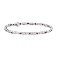 Stainless Steel Colorful Stone and Diamond Bracelet 2mm thick - B581