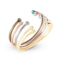 Stainless Steel Bangle Mixed Color Metal Bangle Bracelet Set - B609