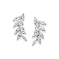 Crystal Glam Floral Leaf Pin Women Stainless Steel Brooch - BR016