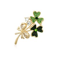  Green Enamel Lucky Shamrock St Patrick's Day Brooch Pin - BR084