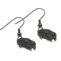 Stainless Steel Millennium Falcon 3D Dangle Earrings