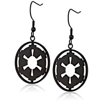 Jewelry Imperial Symbol Stainless Steel Black IP Dangle Drop Earrings