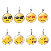 Stainless Steel Emoji Face Earring Hoop Ear Stud for Girls