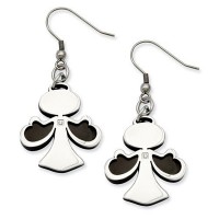 Stainless Steel Black-plated with CZ Angel Dangle Earrings