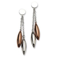 Stainless Steel Chocolate IP plated Dangle Post Earrings