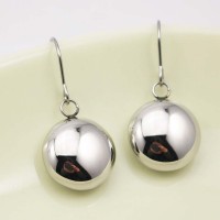 Oblate ball round earring stainless steel metal simple charm drop dangle earing