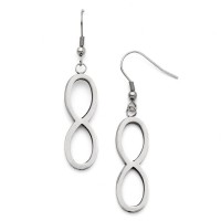 Stainless Steel Brushed/Polished Dangle Infinity Earrings