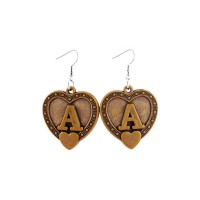 Letter A love heart Earrings U pick iron or Stainless Steel hook&circle New