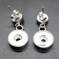 Women Stainless Steel Snap Earring Interchangeable Jewelry Fit 12mm Snap Charm 