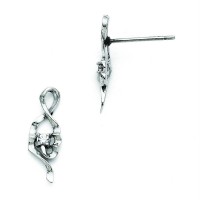 Stainless Steel Polished CZ Post Earrings