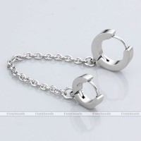 Rock Stainless Steel Hoop Huggie Slave Chain Connector Earring Ear Stud Piercing