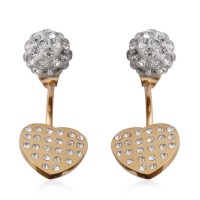 Austrian Crystal Ion Plated Gold Stainless Steel Fancy Heart Earrings 0.001 Ct