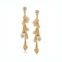 Pearl Glam Beaded Floral Cluster Drop Earrings - E562