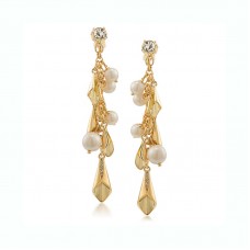 Pearl Glam Beaded Floral Cluster Drop Earrings - E562