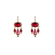 Red Stone Chandelier Pierced Earrings - E566