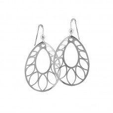 Silver Color Oval Stainless Steel Earrings - E574