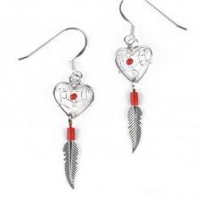 Popular durable jewelry Heart Shaped Dreamcatcher Stainless Steel Earrings