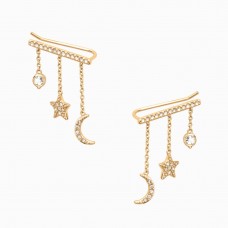 Gold Star Moon Stainless Steel Earrings - E575