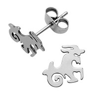 Tiny Light Weight Stainless Steel Capricorn Stud Earrings