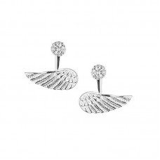 Silver Color CZ Angle Wing Stud Earrings - E573