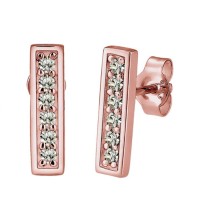 Rectangle Swarovskie Crystals Rose Gold Plated Stainless Steel Earrings-E753