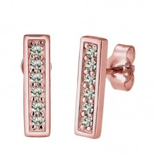 Rectangle Swarovskie Crystals Rose Gold Plated Stainless Steel Earrings-E753