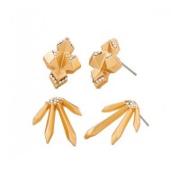 Stainless Steel Earrings Crystal Edge Stud Earrings Set - E834