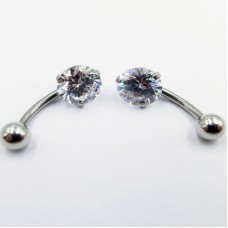 Body Jewelry Crystal CZ Stainless Steel Industrial Barbell - BJ178