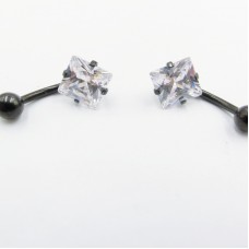 Body Jewelry Crystal CZ Stainless Steel Industrial Barbell - BJ179