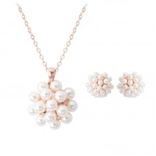 Pearl Dress Fashion Wedding Banquet Jewelry Sets Stainless Steel Jewelry Necklace & Earrings - JS039