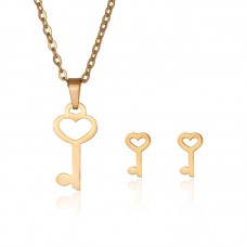 Key Hollow Stainless Steel Gold Jewelry Sets for Women - JS041