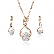 Stainless Steel Jewelry Sets - Fashion Cute Ball Pendant Necklaces Stud Earring For Women - JS002