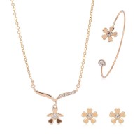 Stainless Steel Jewelry Sets - Fashion Cute Pendant Necklaces Stud Earring Bracelets For Women - JS004