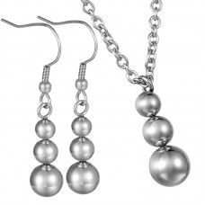 Stainless Steel Beads earrings Necklace Jewelry Set - JS026