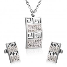  Stainless Steel Jewelry Set with Shinny Crystal - JS029