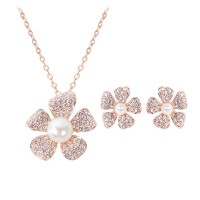 Plum Flower Dress Fashion Wedding Banquet Jewelry Sets Stainless Steel Jewelry Necklace & Earring - JS031