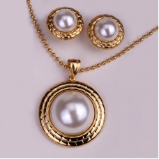 Necklace earrings sets women stainless steel jewelry gifts  gold & silver color - JS079