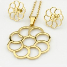  Party Plant Pattern gold plated 316L Stainless Steel Sets For Women - JS155