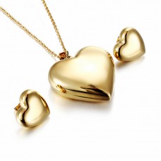 Gold Color Heart-shaped Lovely Party Stainless Steel Jewelry Sets - JS191