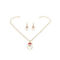 Gold Christmas Jewelry Set Gifts for Women Girls Charm Pendant Drop Earrings Set - JS422