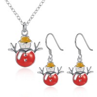 Colorful Snowman Pendant Earrings Christmas Gift Women Jewelry Set - JS425