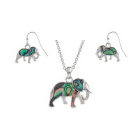 Stainless Steel Jewelry Set Elephant Pendant and Earrings - JS435