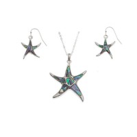 Stainless Steel Jewelry Set Starfish Pendant and Earrings - JS436