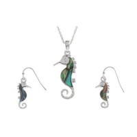 Stainless Steel Jewelry Set Sea Horse Pendant and Earrings - JS437