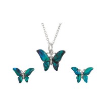 Stainless Steel Jewelry Set Butterfly Pendant and Earrings - JS438