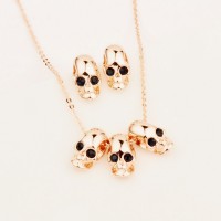 Stainless Steel Punk Women Skull Necklace Earring Sets For Women Rose Gold Color Jewelry Sets Halloween Gifts - JS331