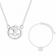 Stainless Steel Halloween Pumpkins Lantern Necklace Bracelet Wedding Costume Jewelry Set Halloween Gift - JS333