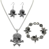 Stainless Steel new creative skeleton necklace jewelry set Halloween classic fashion women top designer quality ornament set - JS334