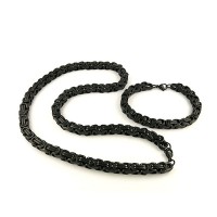 Stainless Steel Male Chain Necklace Byzantine Bracelet for Men Jewelry Sets - JS454